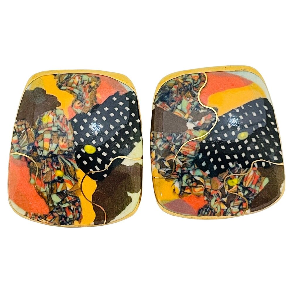 Vintage artisan ceramic handmade designer earrings